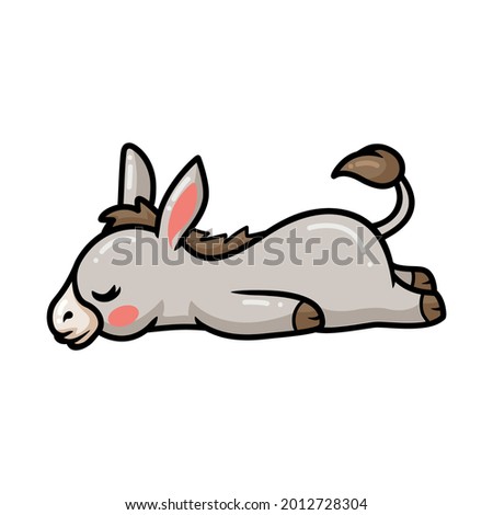Cute baby donkey cartoon sleeping