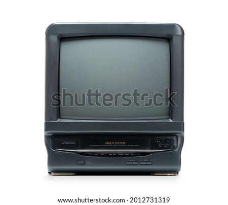 Old CRT TV VCR combined in one unit isolated on white background. File contains a path to isolation. Royalty-Free Stock Photo #2012731319