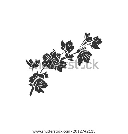 Almond Blossom Icon Silhouette Illustration. Sakura Vector Graphic Pictogram Symbol Clip Art. Doodle Sketch Black Sign.