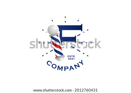 Modern, Stylish and Professional illustration logo design initial F Barbershop.