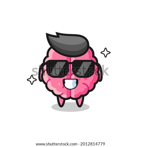 Cartoon mascot of brain with cool gesture , cute style design for t shirt, sticker, logo element