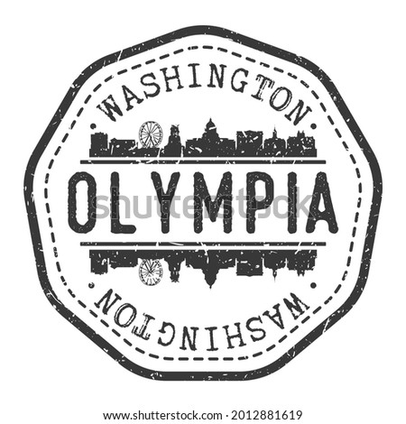 Olympia, WA, USA Stamp Skyline Postmark. Silhouette Postal Passport. City Round Vector Icon. Vintage Postage Design.