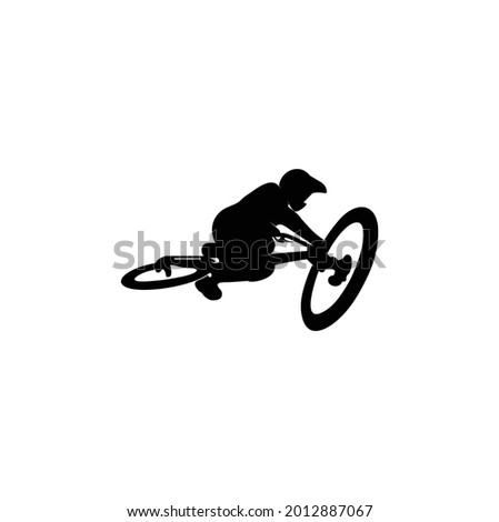 Silhouette Mountain Bike BMX Jump in Flat Style Logo Design Vector