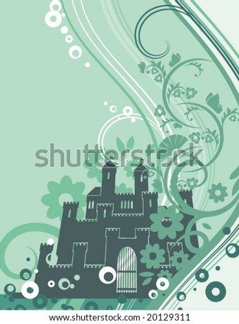 Urban background with floral and ornamental details. Vector illustration.