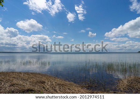 Aerial view of lakes in Narachanski National Park, Belarus