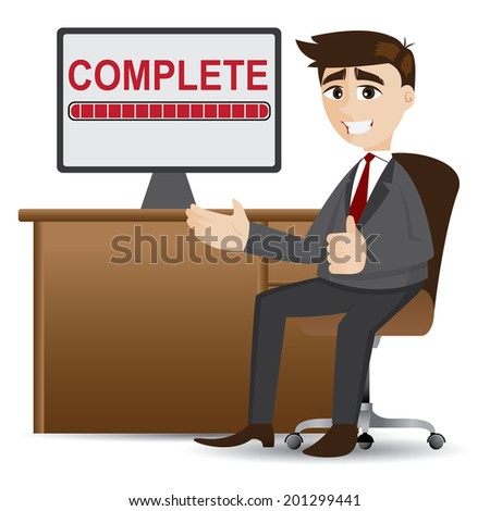 illustration of cartoon businessman with complete process 
