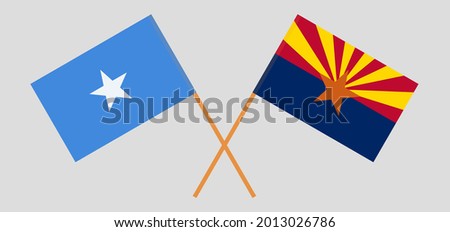 Crossed flags of Somalia and the State of Arizona. Official colors. Correct proportion