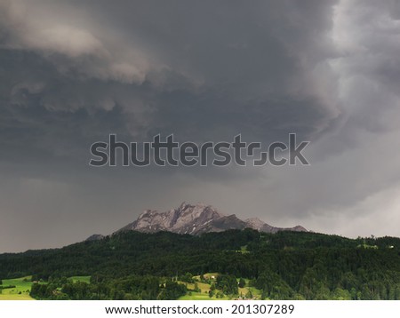 Mount Pilatus with strom clouds 