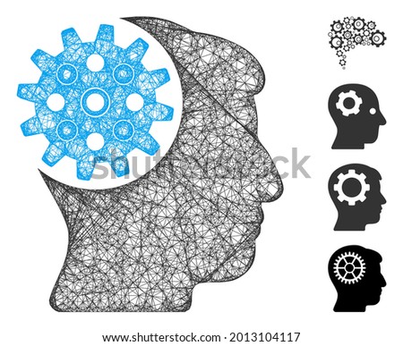 Mesh head gear web icon vector illustration. Carcass model is based on head gear flat icon. Mesh forms abstract head gear flat carcass. wireframe 2D web network isolated on a white background.