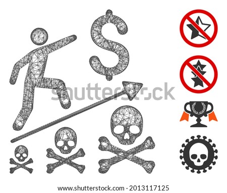 Mesh deadly business achievement web icon vector illustration. Carcass model is created from deadly business achievement flat icon. Network forms abstract deadly business achievement flat model.