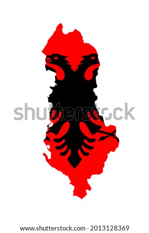Flag map of Albania on a white background