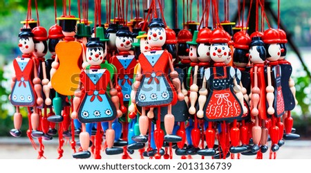 Colorful toy puppets, sold a lot in Hanoi