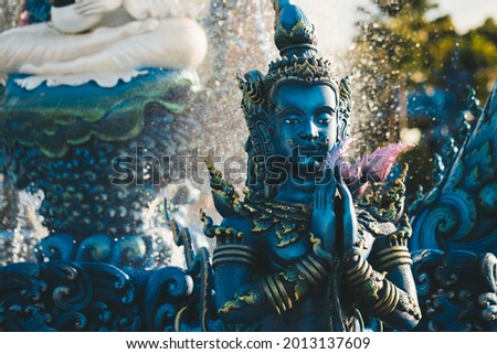Blue Temple or Wat Rong Suea Ten in Chiang Rai in north Thailand.