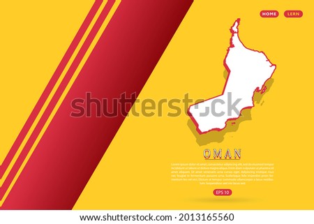 Oman Map - World map vector template with isometric style including shadow, white and red color on yellow background for website, infographic, banner - Vector illustration eps 10
