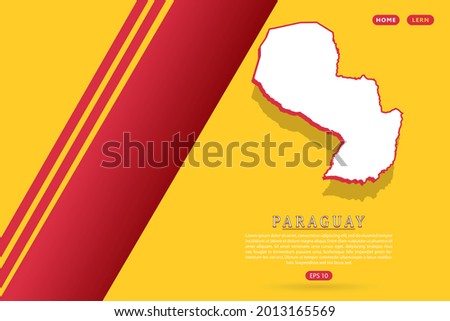 Paraguay Map - World map vector template with isometric style including shadow, white and red color on yellow background for website, infographic, banner - Vector illustration eps 10