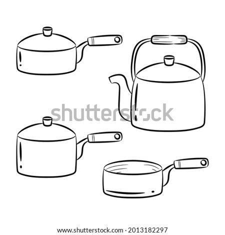 Simple kitchen utensil equipment vector illustration, with hand drawn sketching design