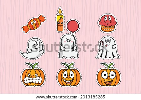 cute halloween sticker vector illustration
