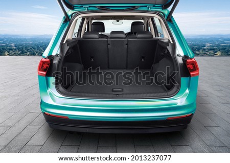 car big trunk open view.  Royalty-Free Stock Photo #2013237077
