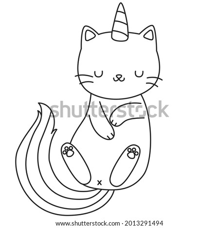 HD caticorn or cat unicorn coloring pages for children kids and adults. Children coloring pages, caticorn coloring pages