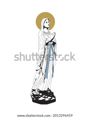Our Lady of Lourdes Illustration Catholic religious vector