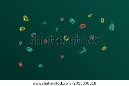 Chalk Blackboard Vector Green Background. Font Graphic Frame. Education Letter School Board Texture. Drawing Sketch.