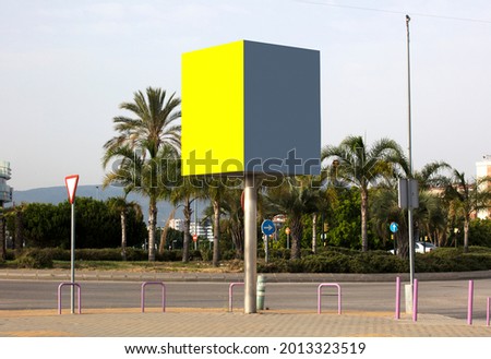 Template of two empty city billboards outdoors; mockup of informational 