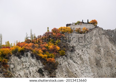 Beautiful landscape in autumn season at Hunza valley, Pakistan.