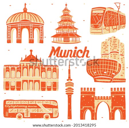 munich landmark in flat design style