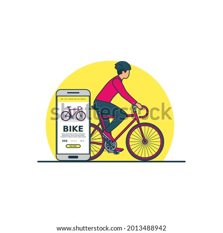Bicycle online buying concept vector illustration. Digital technology for shoping
