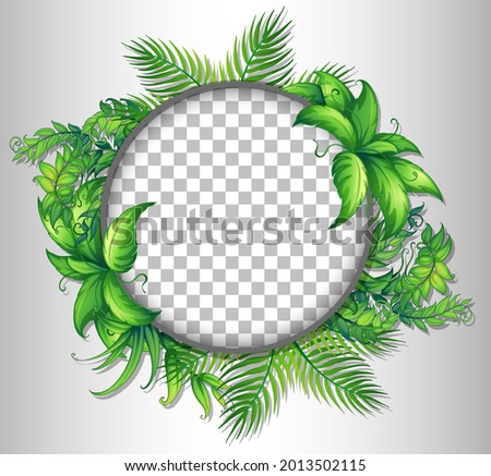 Round frame transparent with tropical leaves template illustration