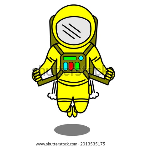 Cute Astronaut Super Hero Flying Cartoon Vector Icon Illustration. Science Technology Icon Concept Isolated Premium Vector. Flat Cartoon Style