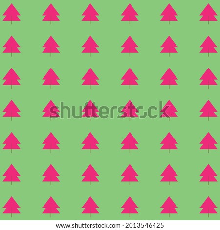 pink color tree patterns on green background, vector