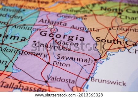 Georgia on the map of USA Royalty-Free Stock Photo #2013565328
