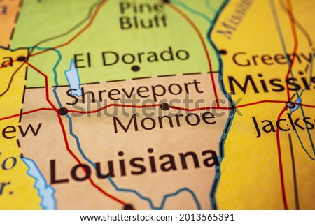 Louisiana state on the map of USA