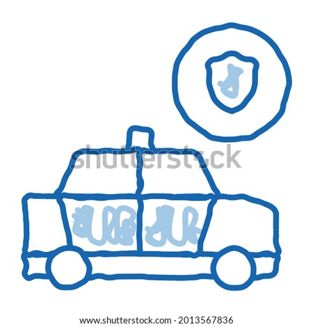 Police Car Machine sketch icon vector. Hand drawn blue doodle line art Police Car Machine sign. isolated symbol illustration