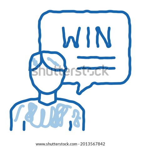 Winner Man sketch icon vector. Hand drawn blue doodle line art Winner Man sign. isolated symbol illustration