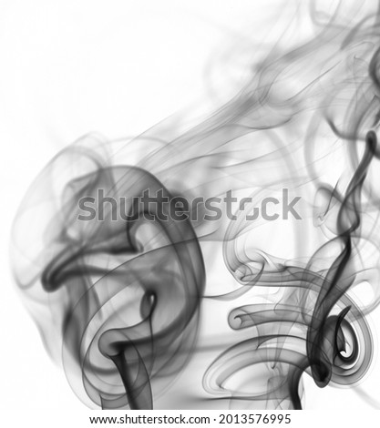 Mystery black smoke curve background isolated on white