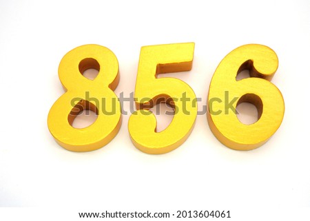  Arabic numerals 856 gold on white background                                   