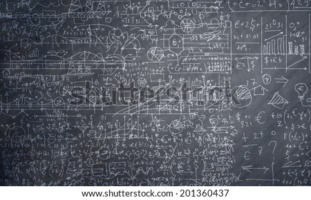 Background conceptual image with business sketches on chalkboard Royalty-Free Stock Photo #201360437