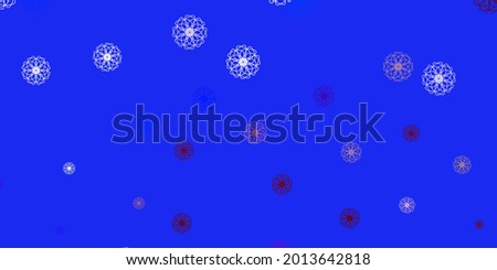 Light blue, red vector doodle texture with flowers. Colorful flowers in natural style on simple background. Best design for your business.