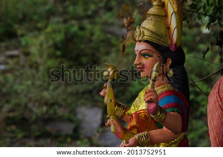 Indian Female Goddess on Indian Village countryside