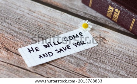 God Jesus will come and save you. The promise of the second coming of Christ. Sure promise, Bible book of revelation. Grace, mercy, salvation, forgiveness. Christian biblical concept.