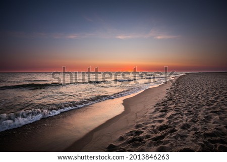 Amazing sunrise over the beach in Jastrzebia Gora. One of the most beautiful beaches in Poland.