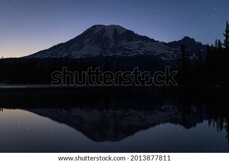 Bench Lake Reflecting The Night Sky In Mt Rainier National Park