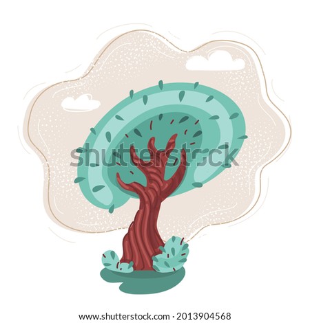 Cartoon vector illustration of Oak tree.