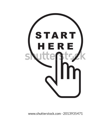 Start here icon, black line isolated on white background, vector illustration. Royalty-Free Stock Photo #2013935471