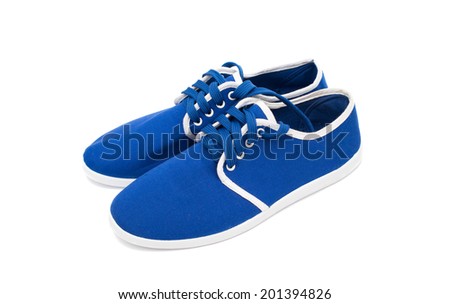 blue sports shoes on a white background