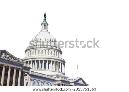 Congress Capitol Building of USA is  isolated on white background in Washington DC Royalty-Free Stock Photo #2013951563