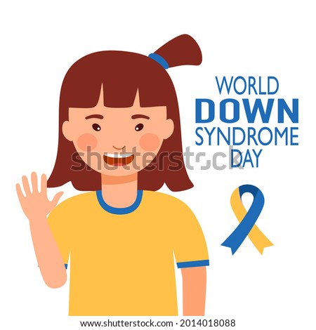 World Down syndrome day concept vector illustration on white background. Children illness support.
