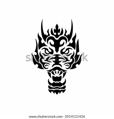 Tribal Dragon Head Logo. Tattoo Design. Stencil Vector Illustration